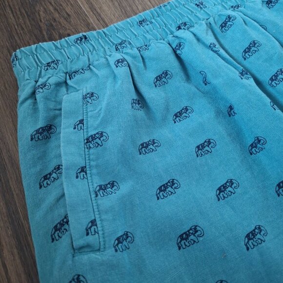💙 Loft Outlet Elephant Print Linen Blend Pockets Elastic Waist Lined Skirt Siz - Picture 6 of 10